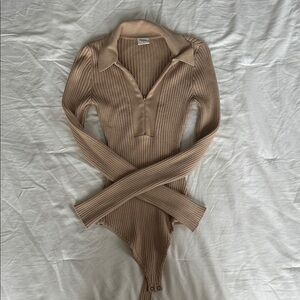 Abercrombie & Fitch Tan Ribbed Bodysuit